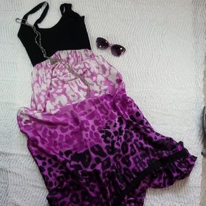 Bebe Maxi Dress, Purple Ombré Animal Print,Size: S
